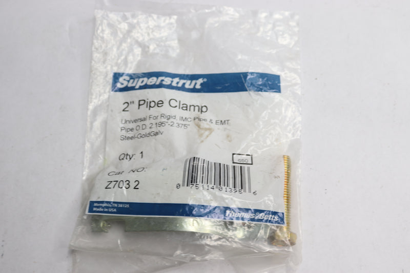 Superstrut Pipe Clamp Steel Gold Galvanized 2" Z703 2