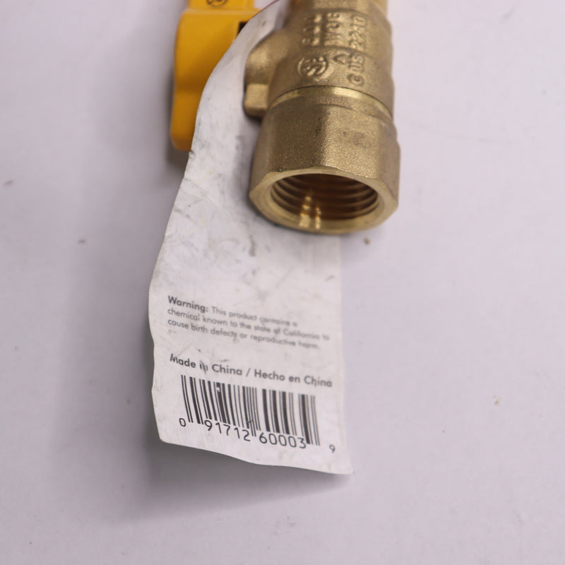 Eastman Straight Gas Ball Valve Connector Brass with Quarter-Turn Lever Handle