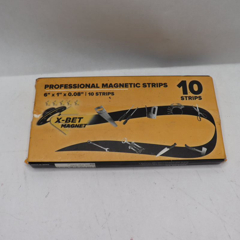 (10-Pk) X-Bet Magnet Strips w/ Adhesive Backing Magnetic Tape 6'' x 1'' x 0.08"