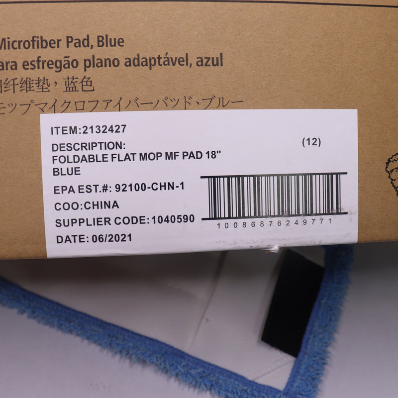 Rubbermaid Flat Mop Pad Microfiber Blue 18" 2132427