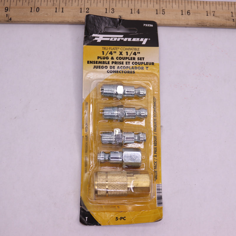 (5-Pk) Forney Air Fitting Plugs and Coupler Value Pack 1/4" 75326