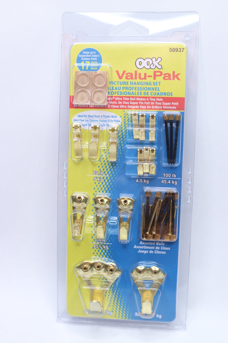 OOK Picture Hanging Value Pack Hangs 14 Pictures Brass 100lb 535622
