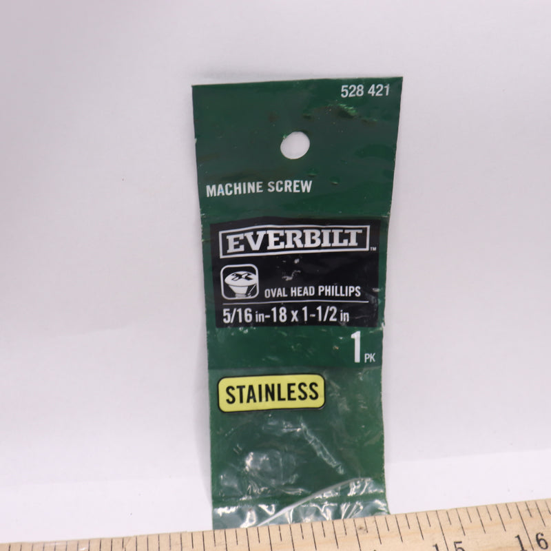 Everbilt Phillips Oval Machine Screw Stainless Steel 5/16"-18 x 1-1/2" 801981