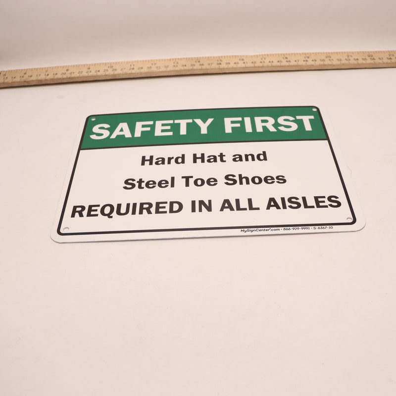 My Sign Center Hard Hat and Steel Toe Shoes Required in All Aisles Sign 7" x 10"