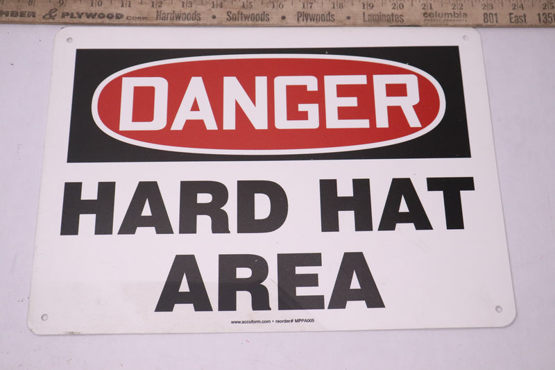 Accuform Danger Hard Hat Area Sign 14" x 10" MPPA005
