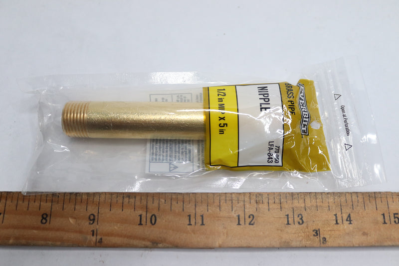 Everbilt Lead-Free Pipe Nipple Fitting Brass 1/2" MIP x 5" 770 050 LFA-843