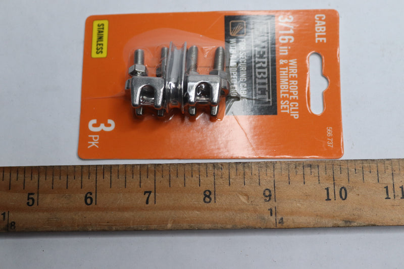 (3-Pk) Everbilt Clamp Set Stainless Steel 3/16" 566 737