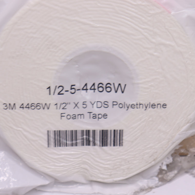3M White Foam Tape 0.5" Width x 5Yd Length 4466W