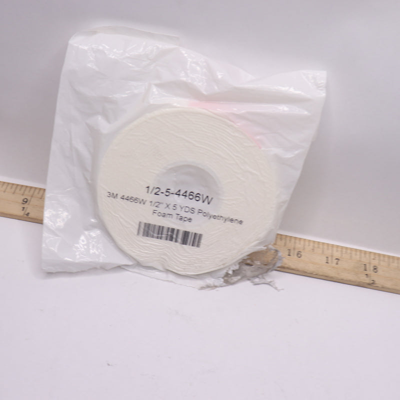 3M White Foam Tape 0.5" Width x 5Yd Length 4466W