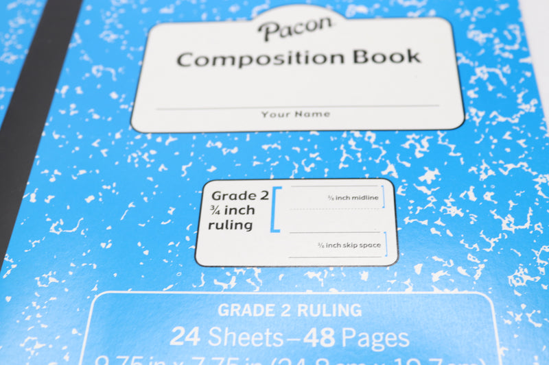 (6-Pk) Pacon Composition Book Grade 2 School Ruled 24 Sheets Blue 9.75" x 7.75"