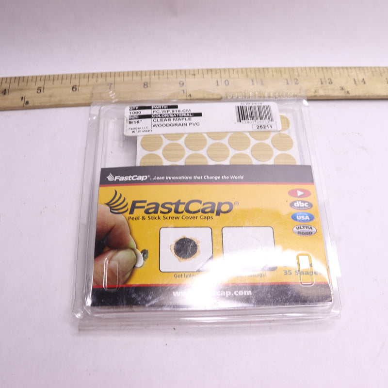 (1060-Pk) Fastcap Adhesive Cover Caps Unfinished Wood Maple 9/16" 25211