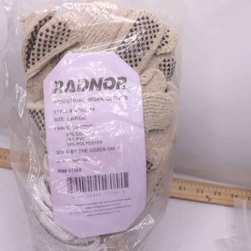 (12-Pairs) Radnor String Gloves Natural Medium Weight Polyester/Cotton Large 640