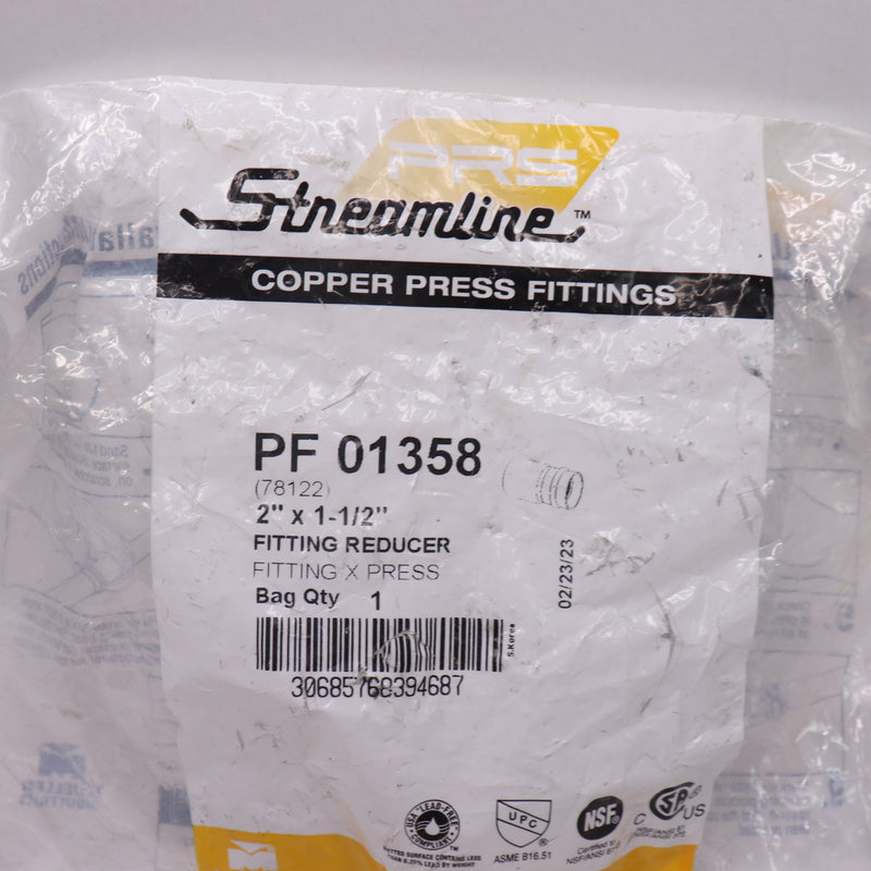 Streamline Fitting Reducer Copper F X P 2" x 1-1/2" PF01358