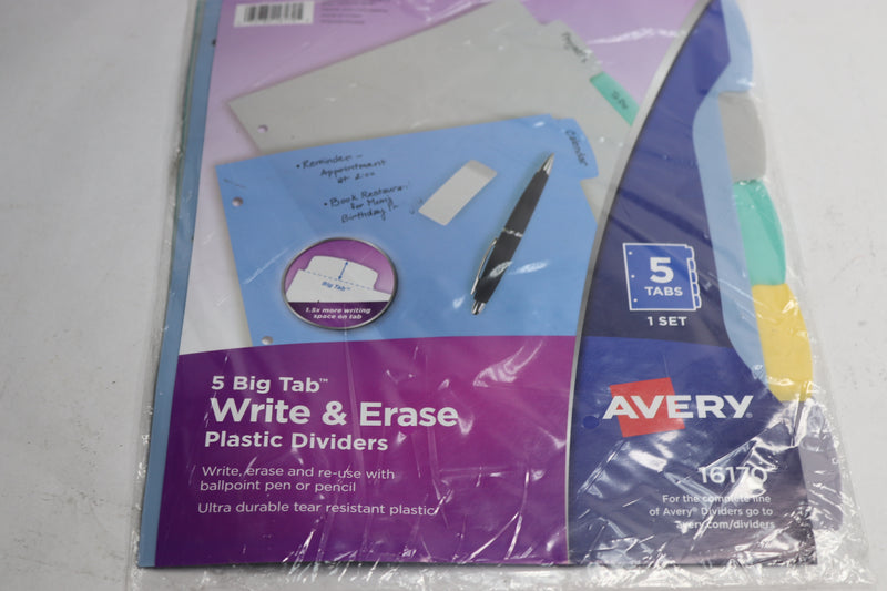 Avery 5-Tab Write-On Big Plastic Dividers