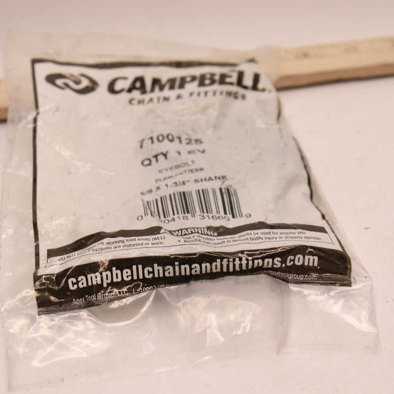 Campbell Eye Bolt Plain Pattern Thread 5/8" x 1-3/4" Shank 7100125