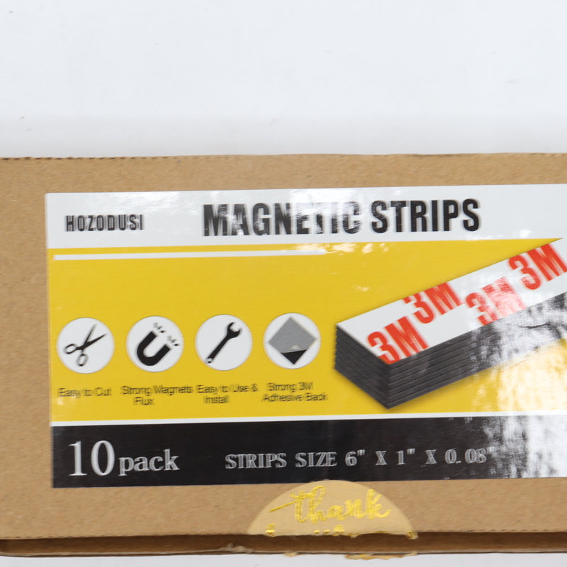 (10-Pk) Hozodusi Magnetic Strips Adhesive Backing 6" x 1" x 0.08"