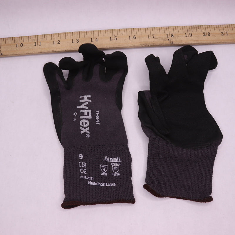 (Pair) Ansell HyFlex Work Gloves Foam Nitrile Grip Size 9 11-841