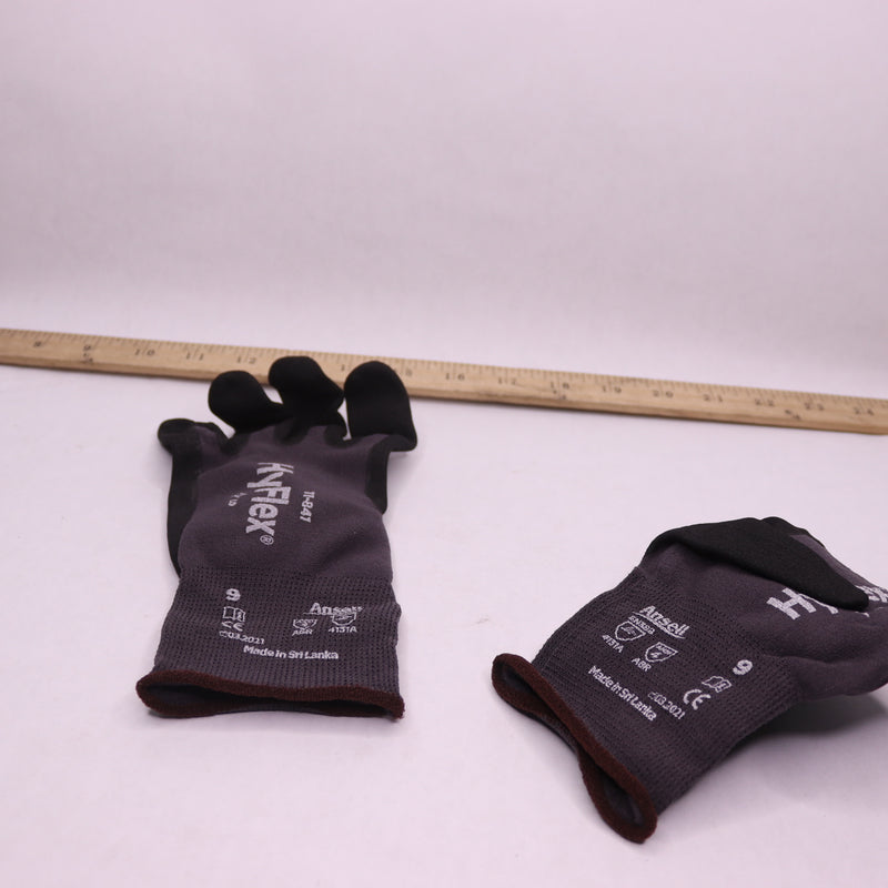 (Pair) Ansell HyFlex Work Gloves Foam Nitrile Grip Size 9 11-841