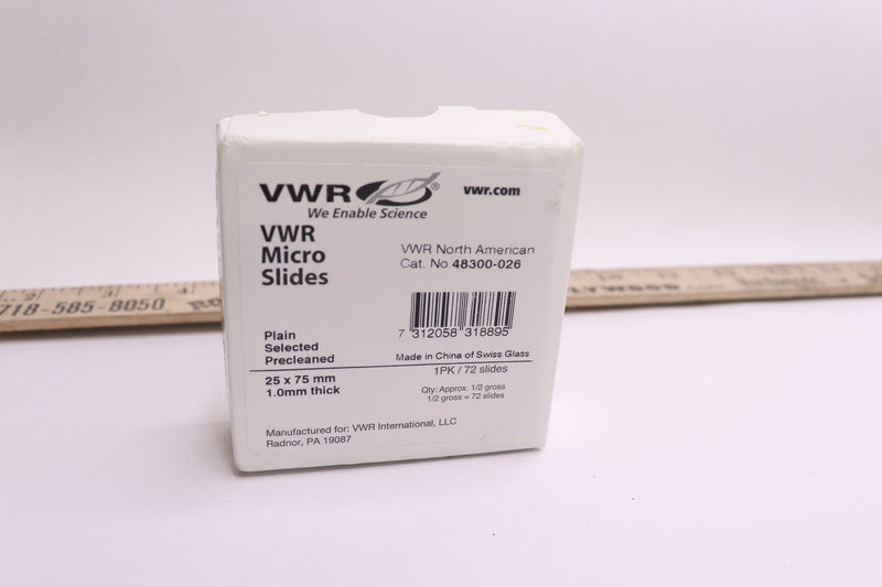 (72-Pk) VWR Microscope Slides 25mm x 75mm x 1mm 48300-026