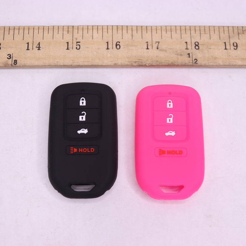 (2-Pk) Alegender Car Key Fob Case Cover Holder Shell Silicone Pink and Black