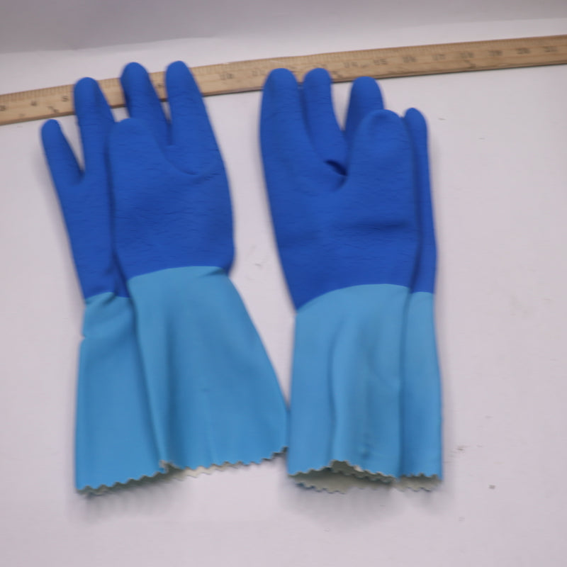 (Pair) MAPA Protective Gloves Latex Blue Size 9 Large
