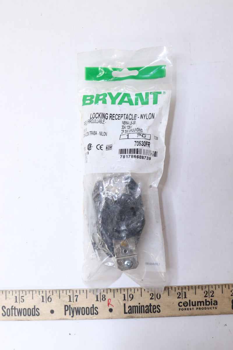 Bryant Locking Receptacle Black 125VAC 2 HP 30A 70530FR