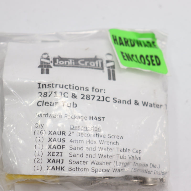 Jonti- Craft See-Thru Sensory Sand and Water Table JM71JC - Hardware Package