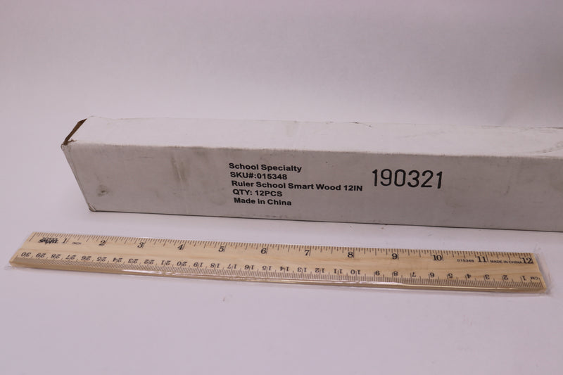 (12-Pk) School Smart Double Bevel Metal Edge Wood Ruler 12" 015348