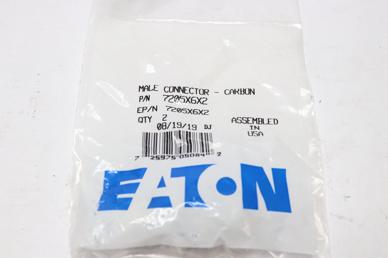 (2-Pk) Eaton Straight Male Connector Steel 3/8" x 1/8" NPTF 7205X6X2