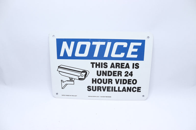 Accuform Notice This Area is Under 24 Hour Video Surveillance Notice 7" x 10"