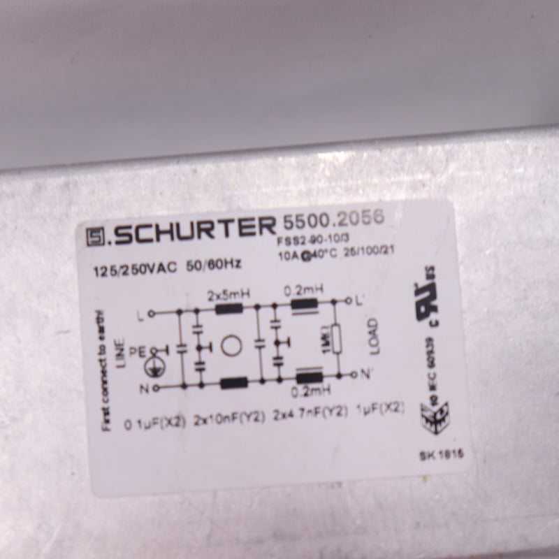 Schurter Line Filter 125/250VAC 10A 5500.2056