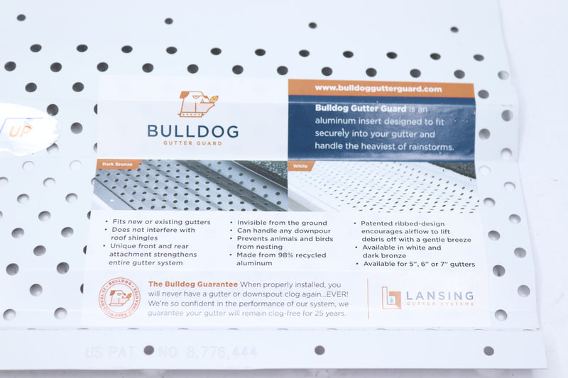 Bulldog Gutter Guards Leaf Protection Aluminum High-Gloss White 5"