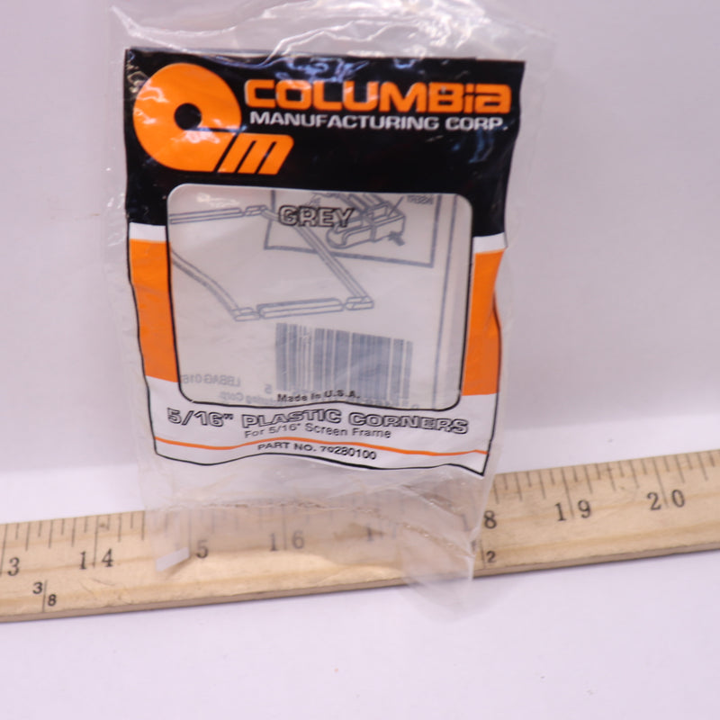 (4-Pk) Columbia Screen Frame Corners Plastic Gray 5/16" 70280100