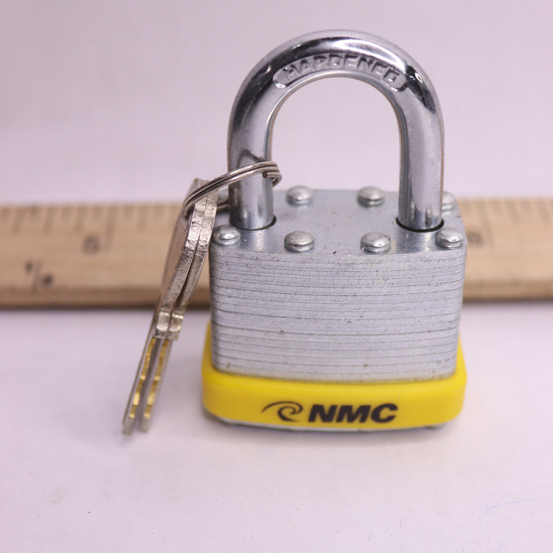 NMC Padlock Master Keyed Steel Yellow Shackle 3/4"