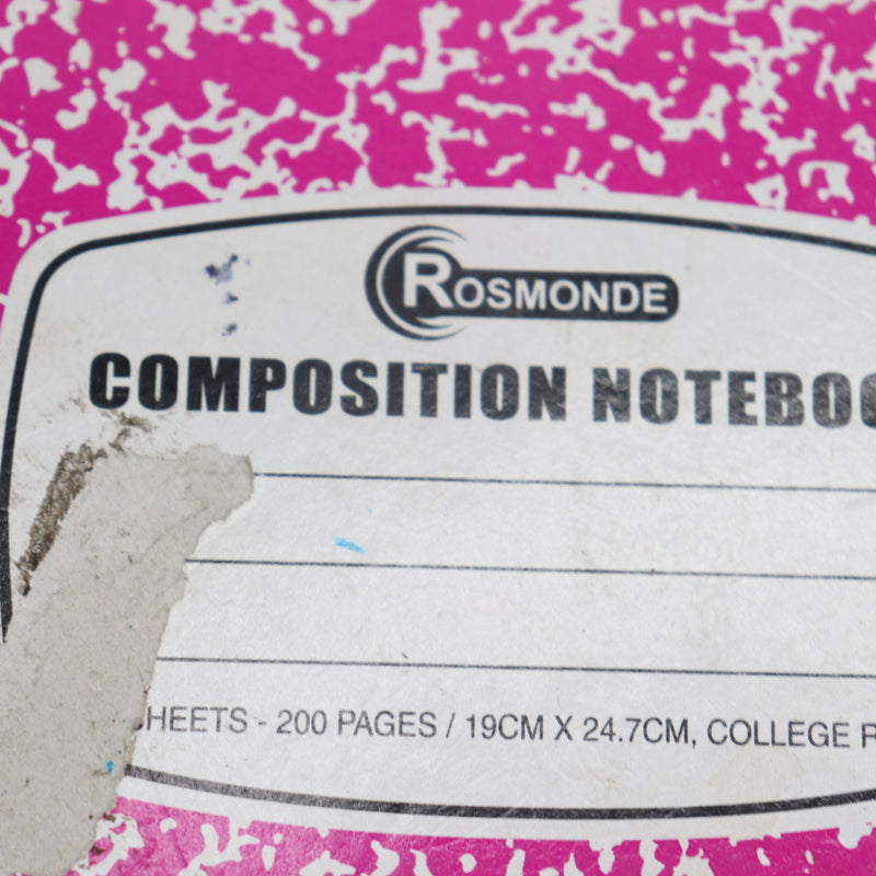 (200-Pk) Rosmonde Composition Notebook College Ruled 19cm x 24.7cm Damaged Cover