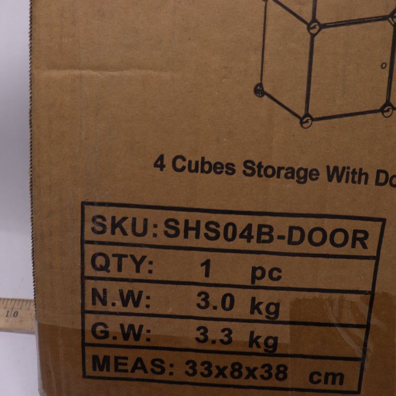 C&AHome 4-Cube Shelves Storage Organizer with Doors Closet Cabinet Black
