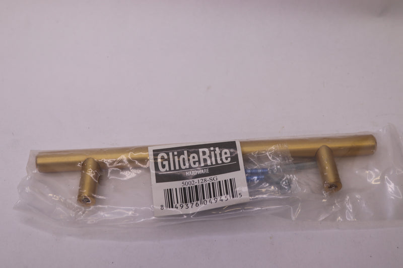 GlideRite Bar Pull Satin Gold Long Solid Steel 5" Center to Center 5002-128-SG