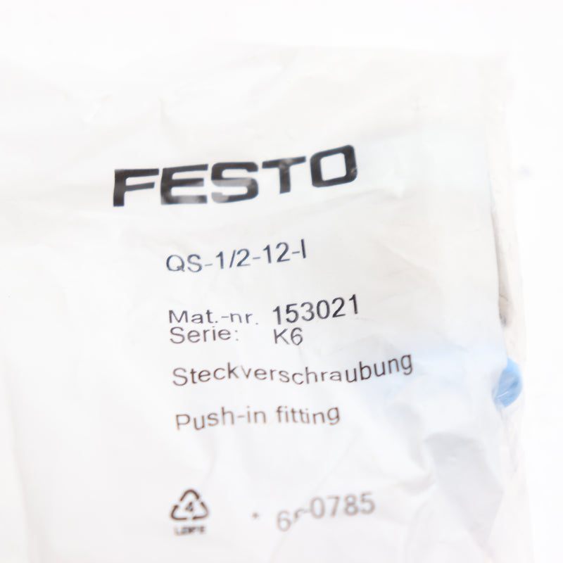 Festo Push-in Fitting 11 MM Nominal Width QS-1/2-12-I