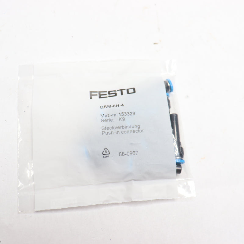 (10-Pk) Festo Push-In Connector QSM-6H-4