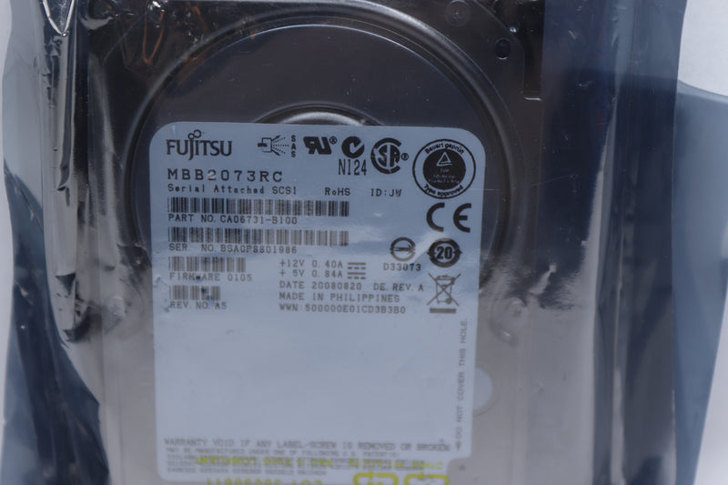 Fujitsu 73GB 10000Rpm Buffer 16mb Scsi SAS Hard 2.5" MBB2073RC