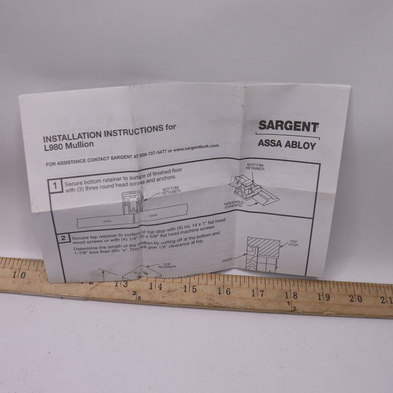 Sargent Keyed Removable Mullions Kit L980S - Incomplete / Half Only
