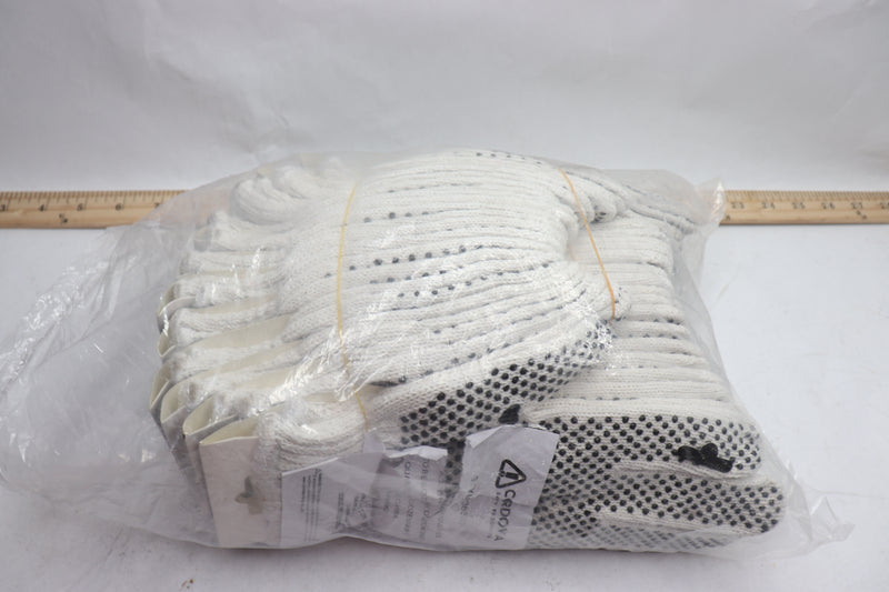 (12-Pair) Cordova White String Knit Gloves with PVC Dots 38551