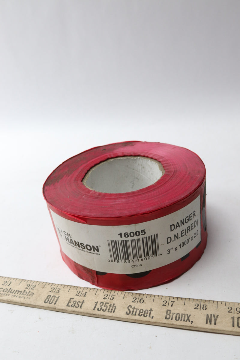 CH Hanson Danger DNE Barricade Safety Tape Black/Red 3" X 1000' X 2.0 16005