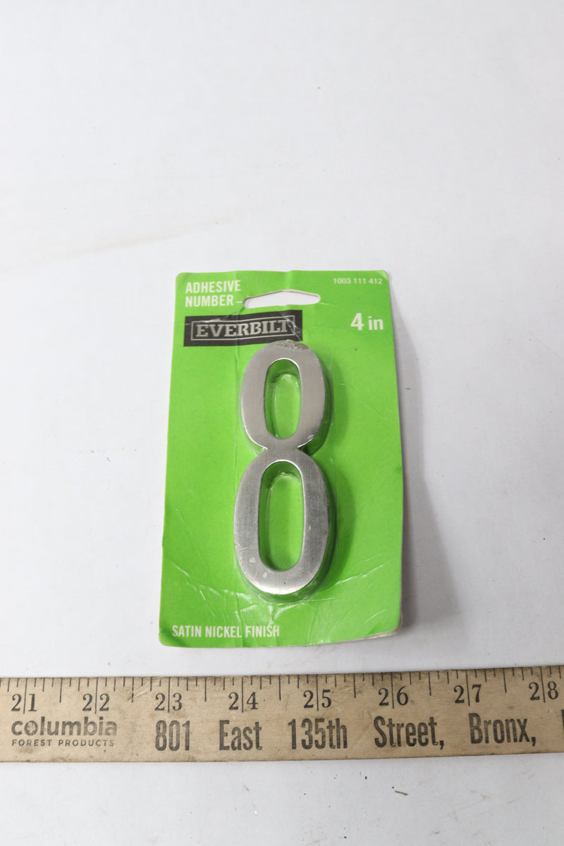 Everbilt Flush Mount Number 8 House Number Nickel Plated 4-In 1003111412