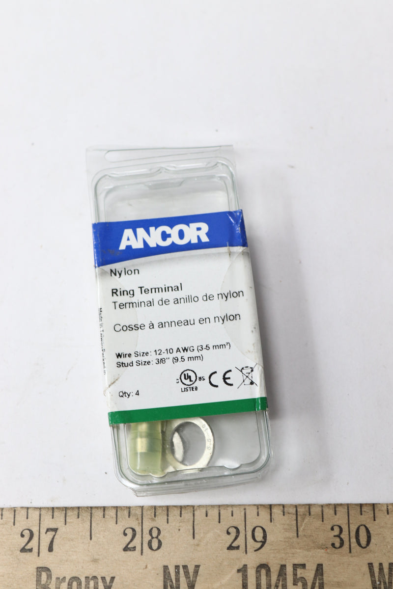 (4-Pk) Ancor Ring Terminals 12-10 AWG Nylon 3/8" 230226