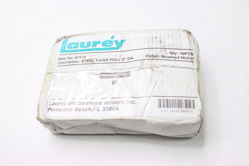 (10-Pk) Laurey Plated T-Bar Knobs Steel Satin Nickel 2-In 87013