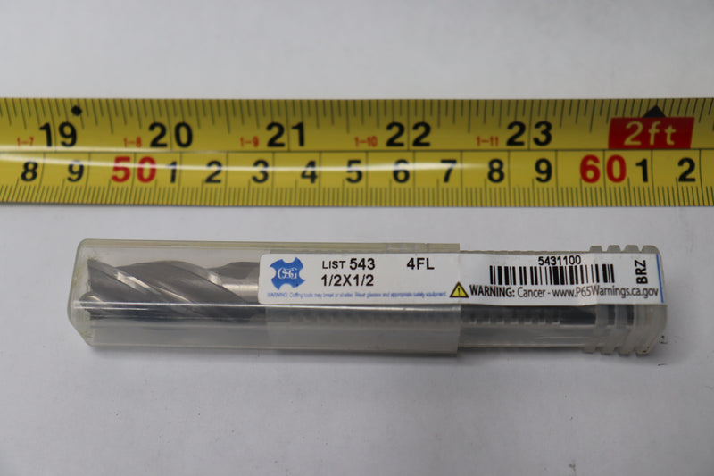 OSG Double End Square Mill 4 Flutes Cobalt High Speed Steel 1/2" 5431100