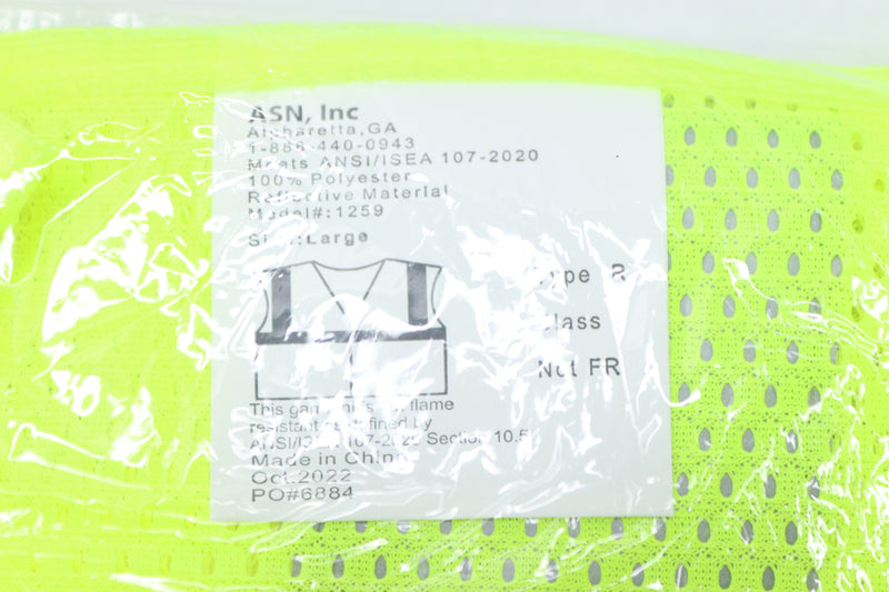 ASN Inc Reflective Safety Vest Unisex Neon Yellow Large 1409224LARGE
