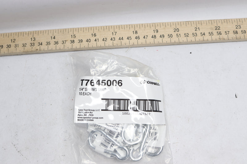 (10-Pk) Campbell Spring Snap Link 80lbs Load Cap Zinc Plated Steel 2" Length