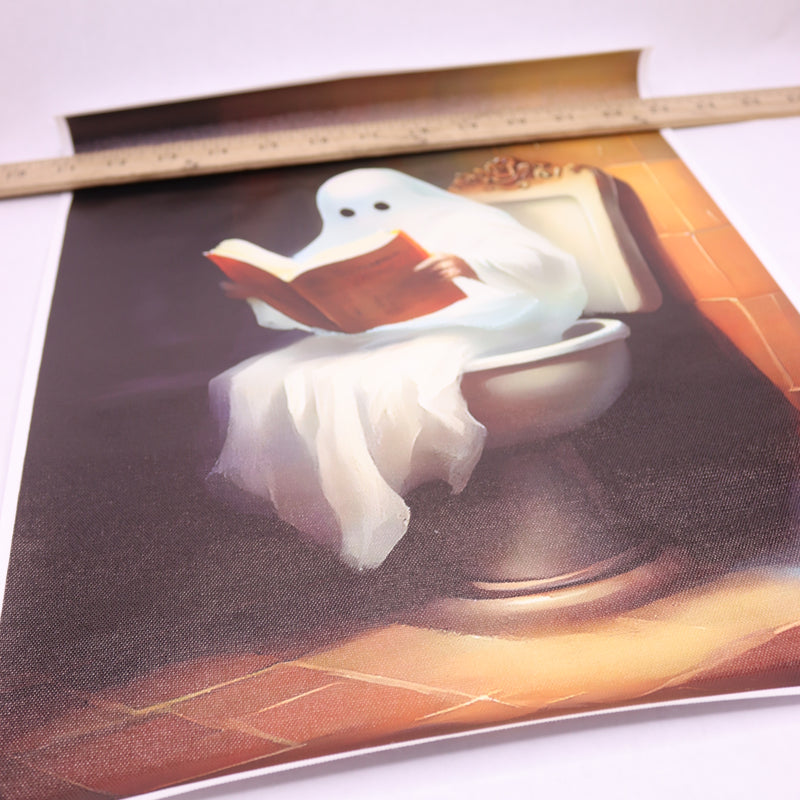 Temu Ghost Reading A Book On The Toilet Canvas Poster Wall Decor 11.81" x 15.75"